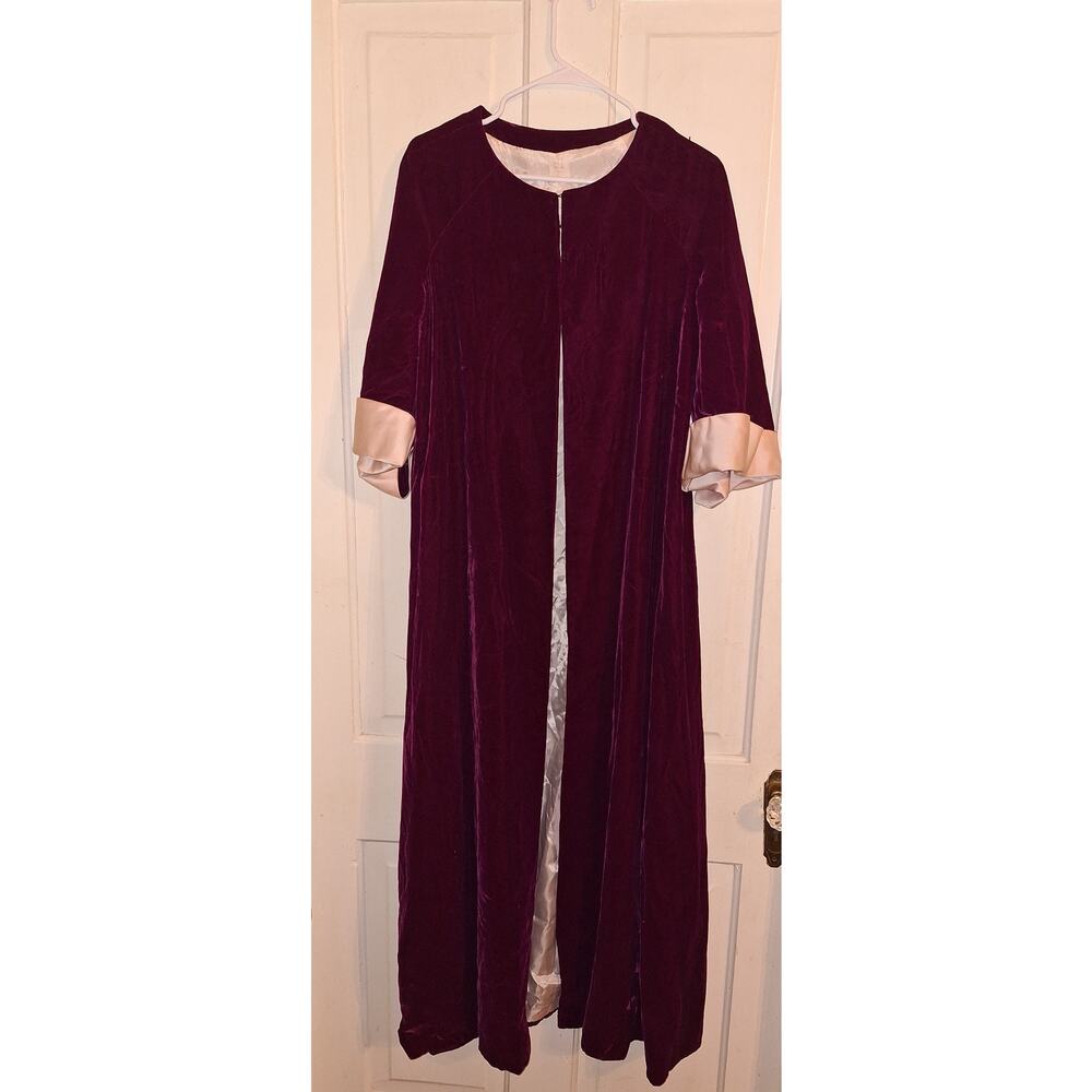 Women’s Velvet Long Coatigan in Deep Burgundy